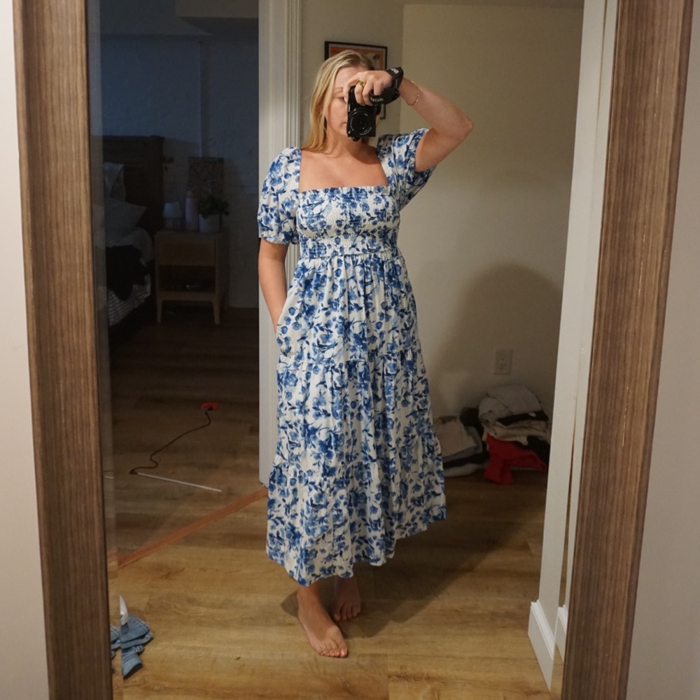 Abercrombie & Fitch Blue and White Midi Dress
